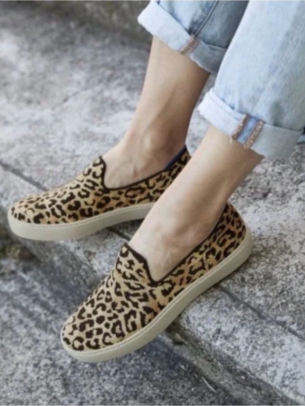 Rothy’s Leopard Print Camo Cat Slip On Sneakers Casual * read - Picture 2 of 13